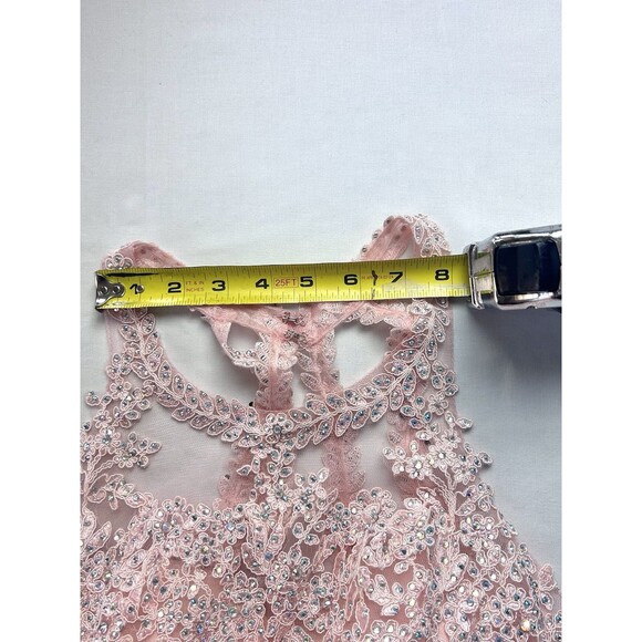 Fiesta Fashion Prom Small Peach Sequence‎ Knee High Sleeveless Flare Dress - Picture 3 of 9